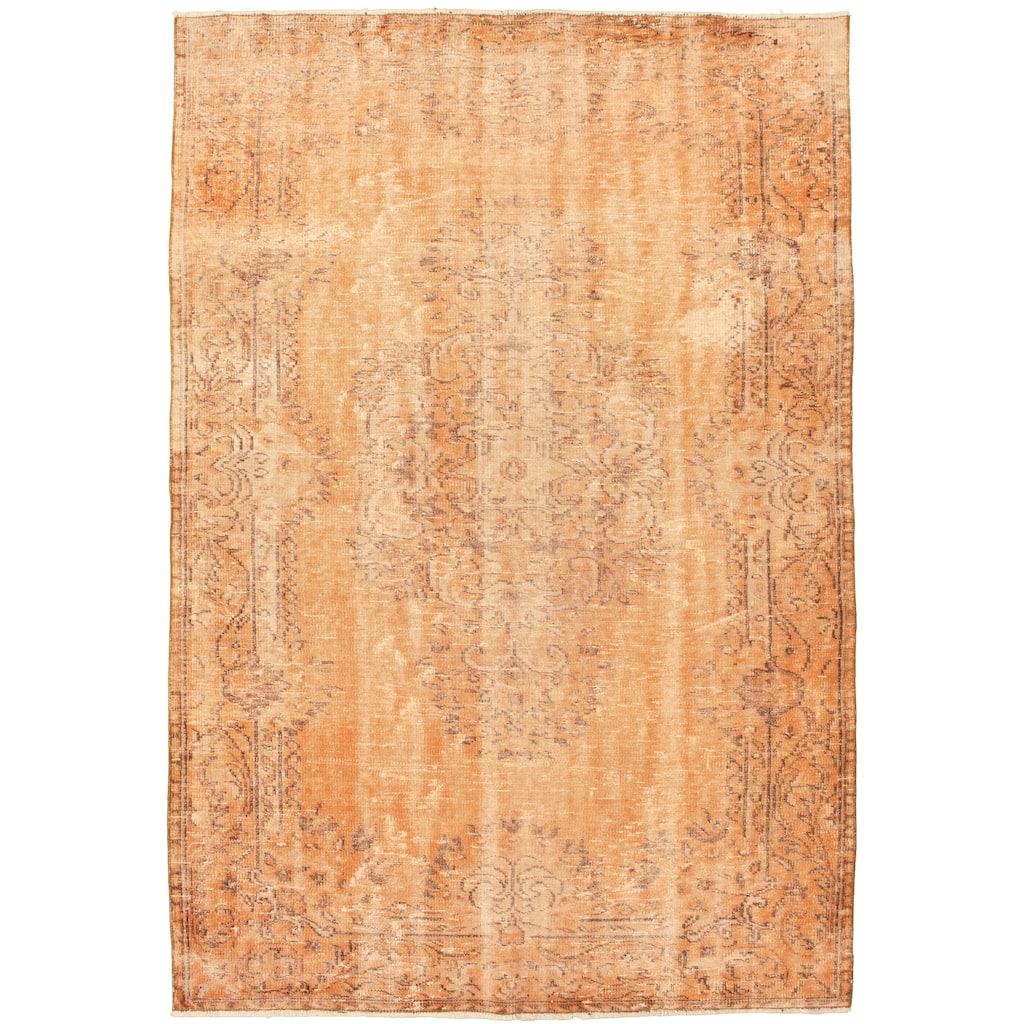 Hand-knotted Color Transition Orange Wool Rug - 5'9 x 9'2