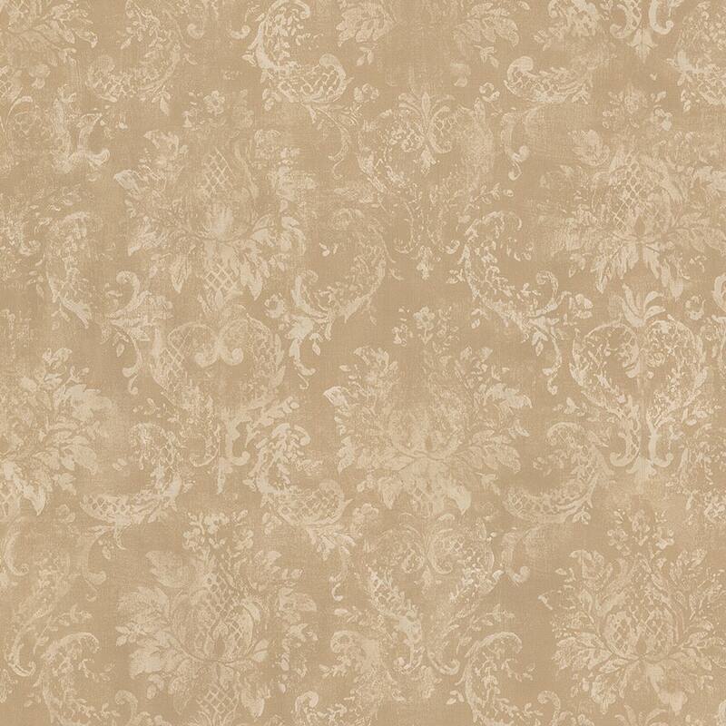 Canvas Damask Pinecrest 32.7 Ft. x 20.5 In. Canvas Damask Wallpaper - beige, brown, tan