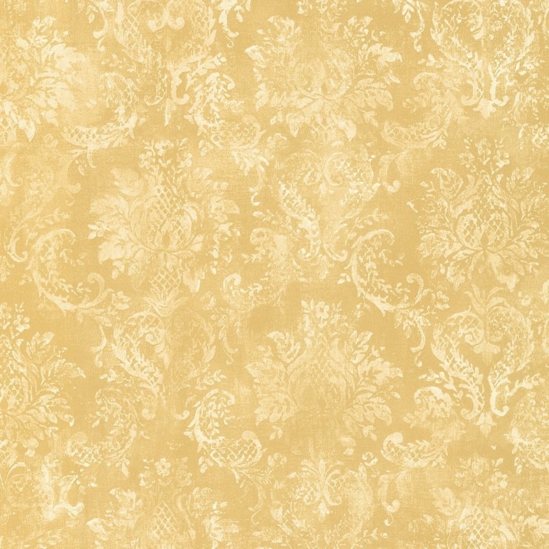 Canvas Damask Pinecrest 32.7 Ft. x 20.5 In. Canvas Damask Wallpaper - yellow, cream