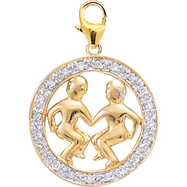 14k Yellow Gold 1/10ct TDW Diamond Gemini Charm  