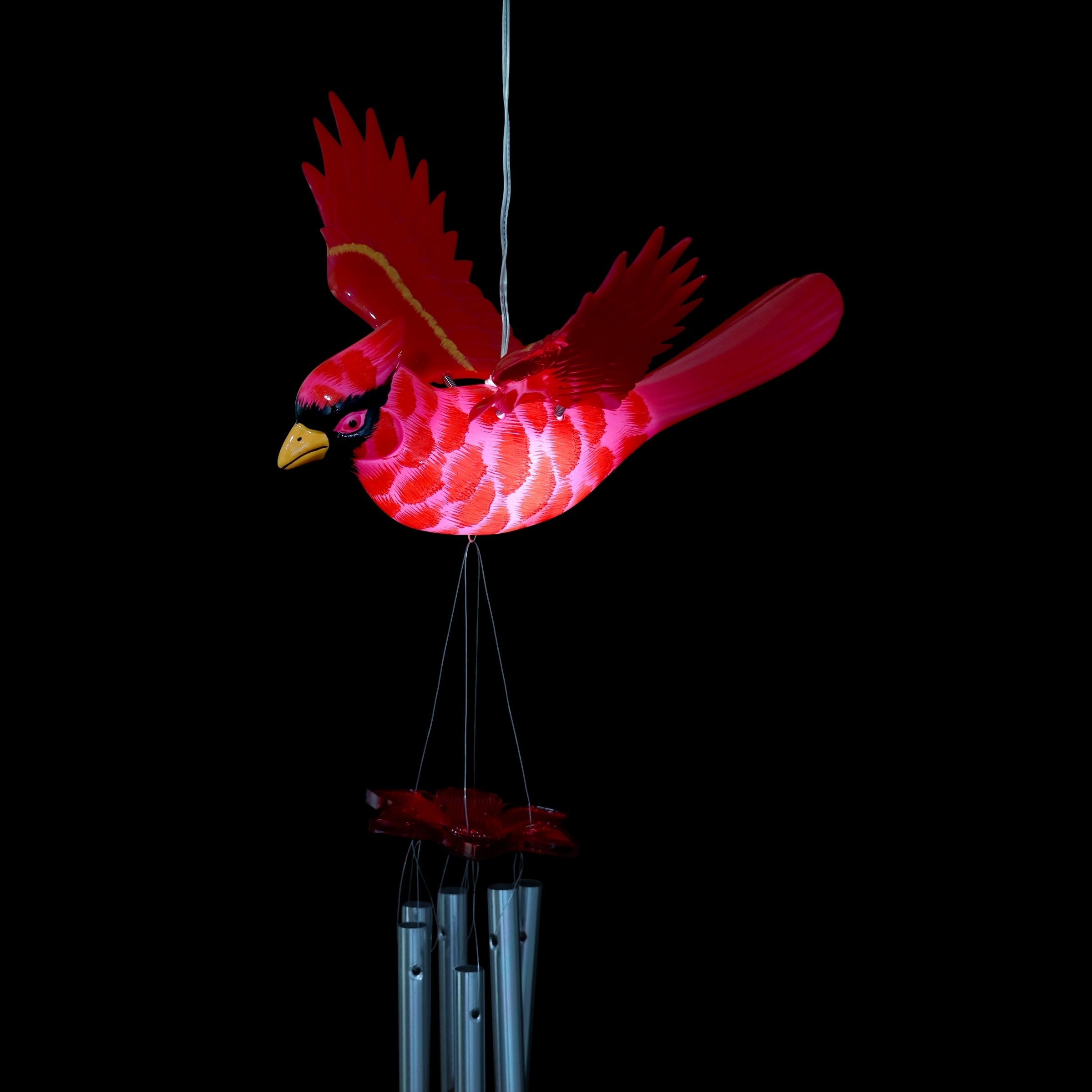 Solar Powered Fluttering Red Cardinal Bird with Hanger Flaps Wings 