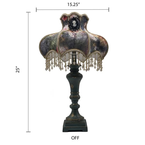 Gracewood Hollow Kuang 25inch 1light Floral Beaded Table Lamp Bed