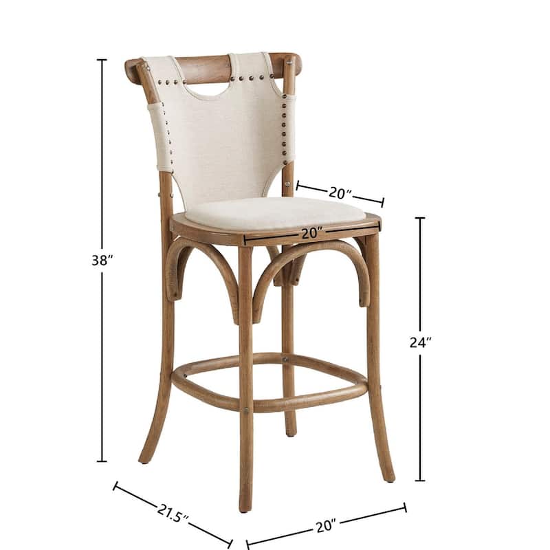 Furniture Classics Nashville Oak & Canvas Bentwood Counter Stool