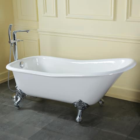 67-in Cast Iron Single Slipper Clawfoot Tub (No Faucet Drillings)