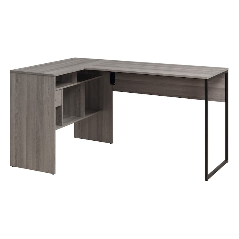 Hagney Lane L-Shaped Desk - Grey - Wood Finish