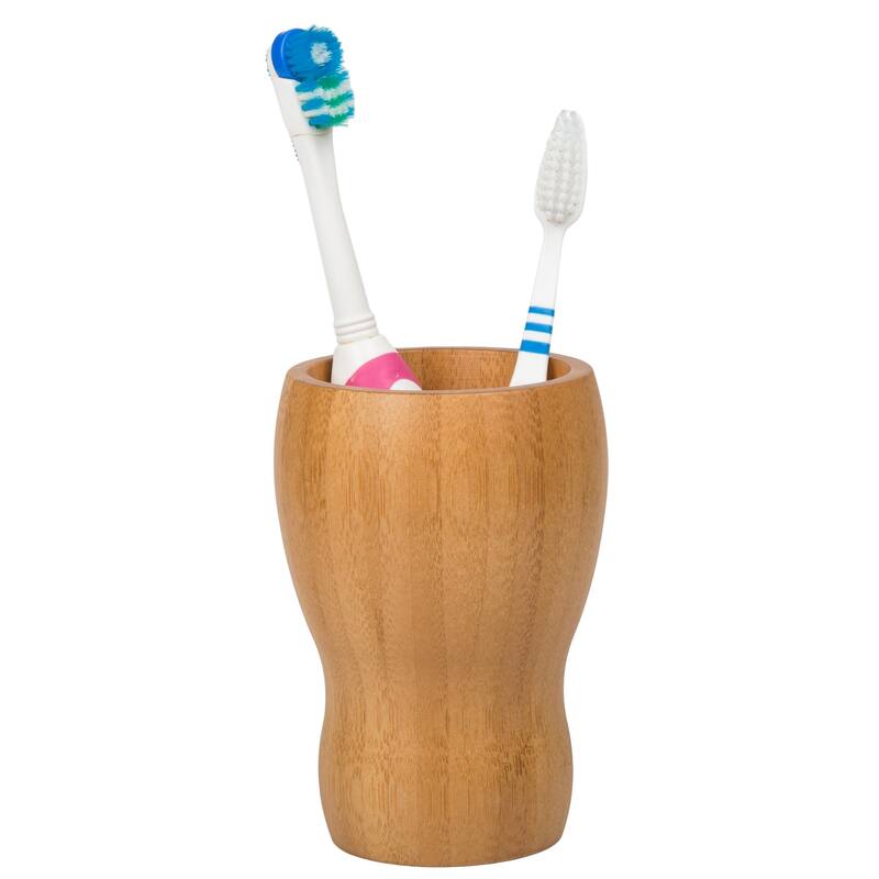 Creative Home Gourd Shaped Bamboo Bathroom Tumbler, Toothbrush Holder, Multi-Purpose Holder - Brown - 3-3/8" x 3-3/8" x 4-3/4"
