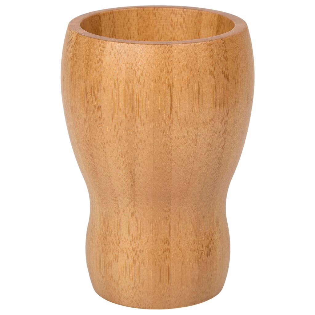 Creative Home Gourd Shaped Bamboo Bathroom Tumbler, Toothbrush Holder, Multi-Purpose Holder - Brown - 3-3/8" x 3-3/8" x 4-3/4"