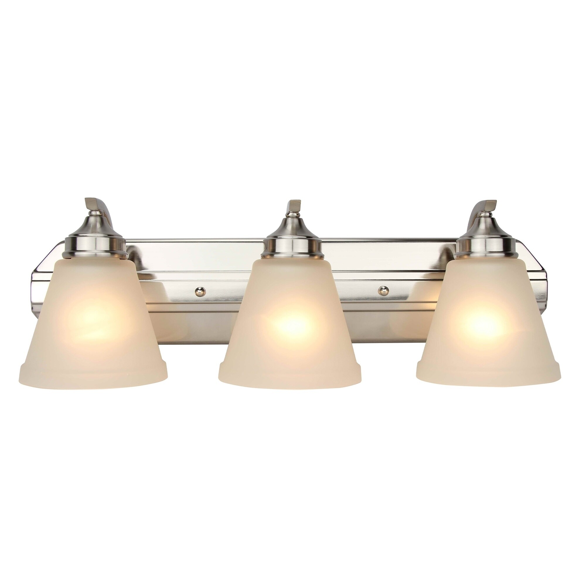 Shop 3 Light Vanity Lamp In Brushed Nickel Finish With White Frosted Glass Overstock 30956179