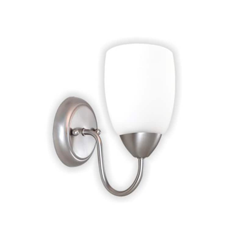 1 Light Vanity Lamp in Brushed Nickel Finish-White Satin Etched Glass - White