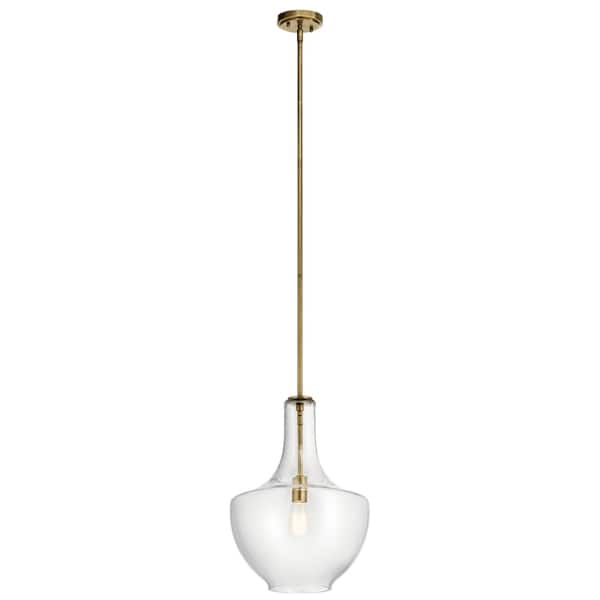 slide 2 of 3, Kichler Lighting Everly 1-Light Pendant Natural Brass