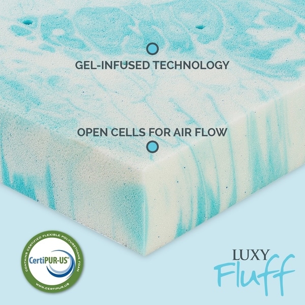 LuxyFluff Rayon/Bamboo Memory Foam Mattress Topper, 3" Gel-Infused - On  Sale - Bed Bath & Beyond - 30956800