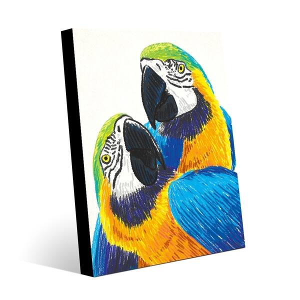 Kathy Ireland Tropical Parrots in Crayon Abstract on Metal Wall Art ...