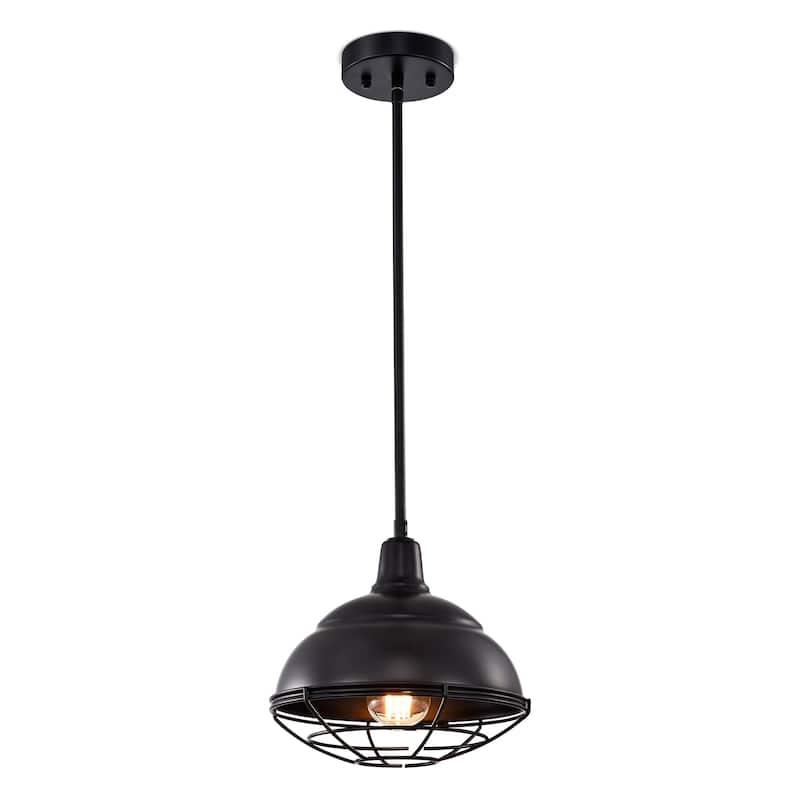 Cynthia Matte Black 1-Light Bowl Metal Shade Pendant Light