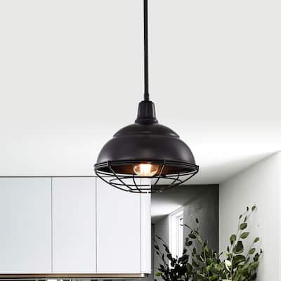 Cynthia Matte Black 1-Light Bowl Metal Shade Pendant Light