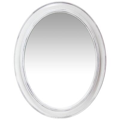 Sonore 30 x 24 in Large Oval Accented Decorative Wall Mirror - White