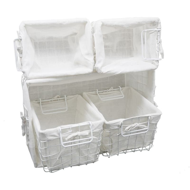 Vintage Baskets for Storage White Cotton Liner, Assorted Set of 5