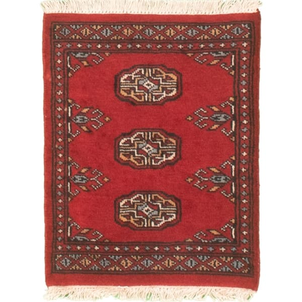 slide 2 of 9, Hand-knotted Finest Peshawar Bokhara Red Wool Rug