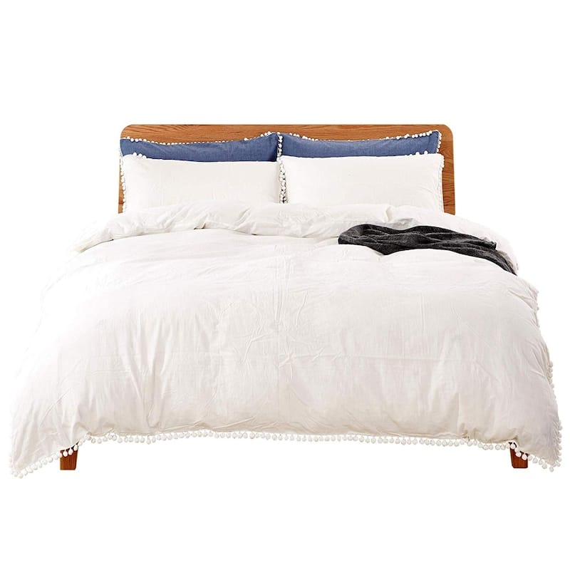 PomPom Cotton Reversible Duvet Cover Set