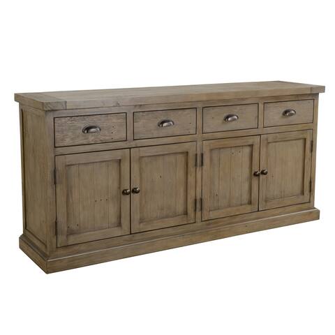 4 Drawer Transitional Wooden Sideboard with Cabinet Storage, Brown