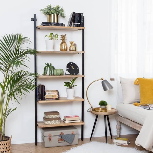 Shop Milton Etagere 5 Tier Bookcase Natural Black 27 X 12