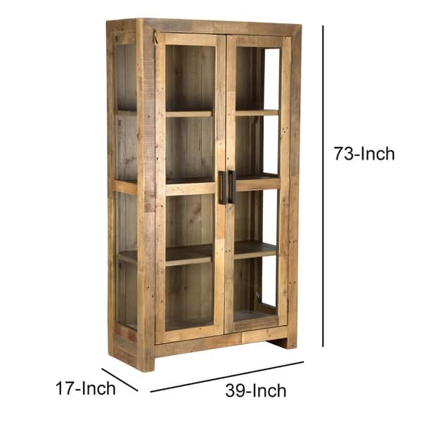 2 Door Reclaimed Wood Curio Cabinet With Grains And Knots Brown Bed Bath And Beyond 30960884 7815