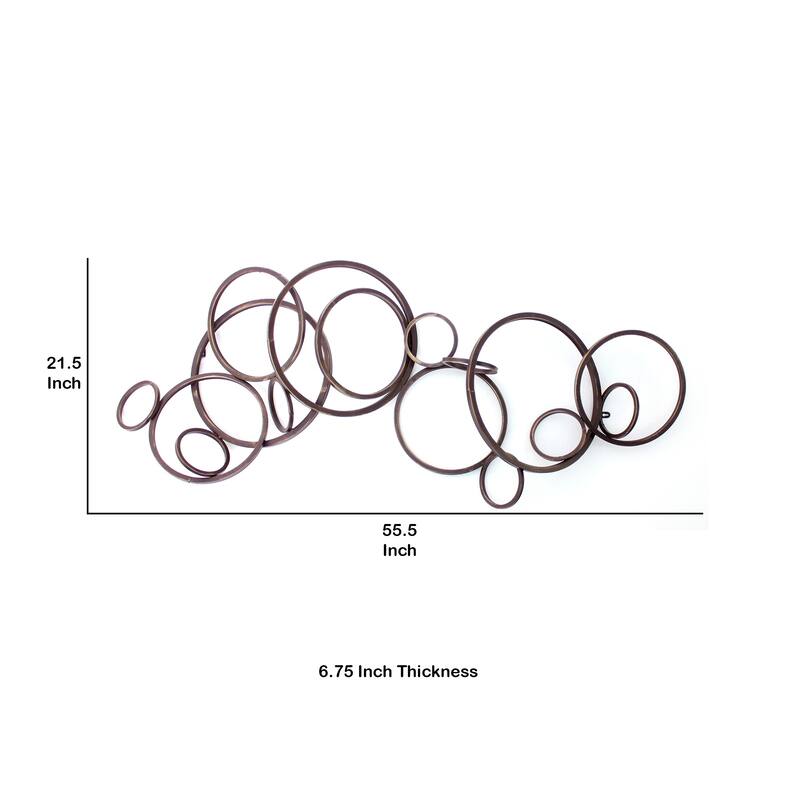Industrial Style Metal Wall Decor with Multiple Circles, Bronze