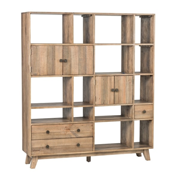 Multiple Shelf Wooden Wall Unit with 3 Drawers and 2 Cabinets