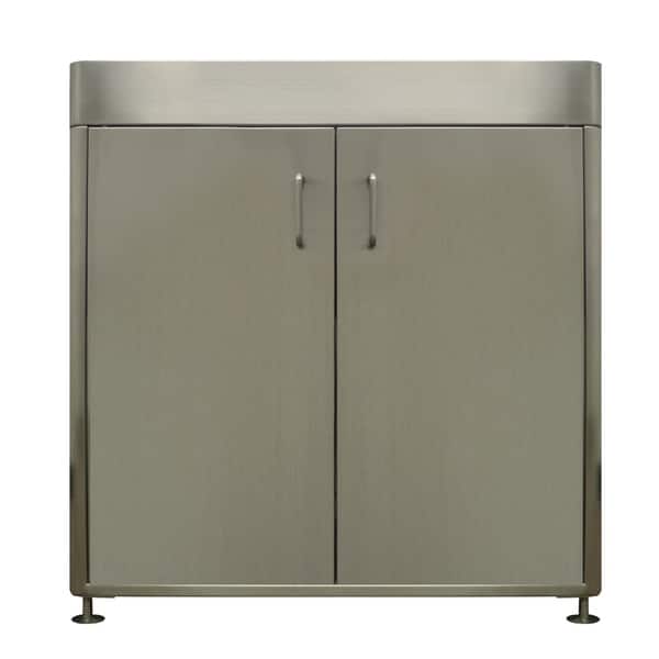 Pearlhaus Brushed Stainless Steel Double Door, Freestanding Cabinet with  Sink