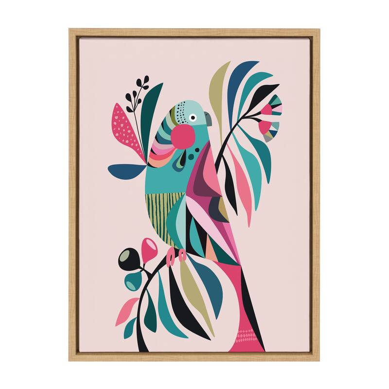 Kate and Laurel Sylvie Parakeet Framed Canvas by Rachel Lee - 18x24 - Plastic - Brown