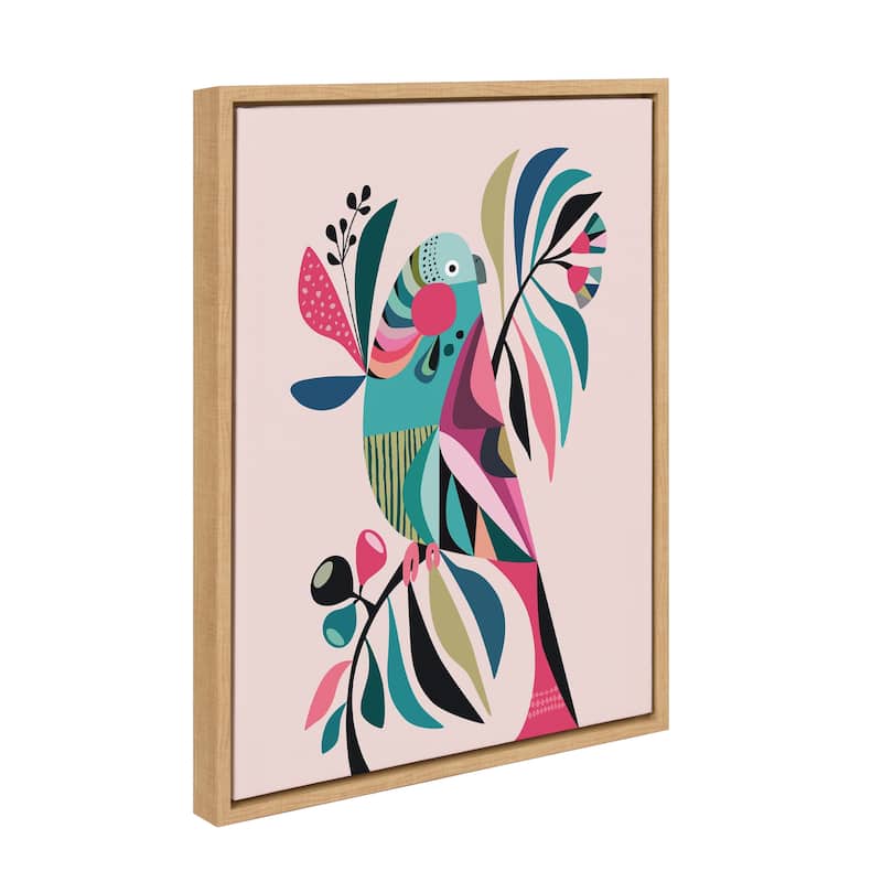 Kate and Laurel Sylvie Parakeet Framed Canvas by Rachel Lee