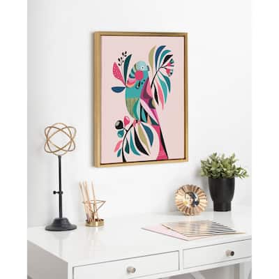 Kate and Laurel Sylvie Parakeet Framed Canvas by Rachel Lee