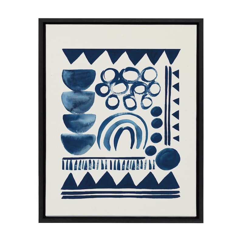 Kate and Laurel Sylvie Indigo Abstract Framed Canvas by Teju Reval - 18x24 - Plastic - Black