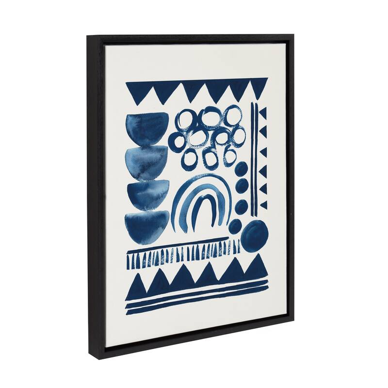 Kate and Laurel Sylvie Indigo Abstract Framed Canvas by Teju Reval
