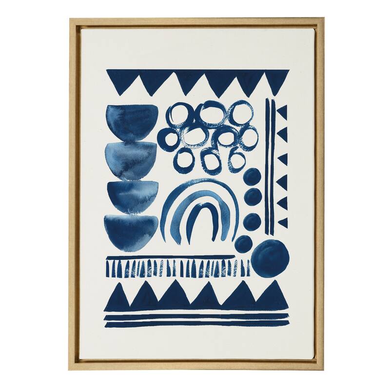 Kate and Laurel Sylvie Indigo Abstract Framed Canvas by Teju Reval - 18x24 - Plastic - Gold