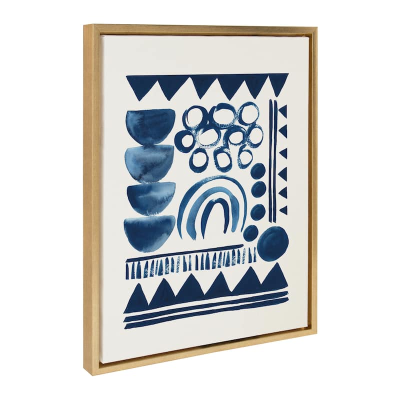 Kate and Laurel Sylvie Indigo Abstract Framed Canvas by Teju Reval