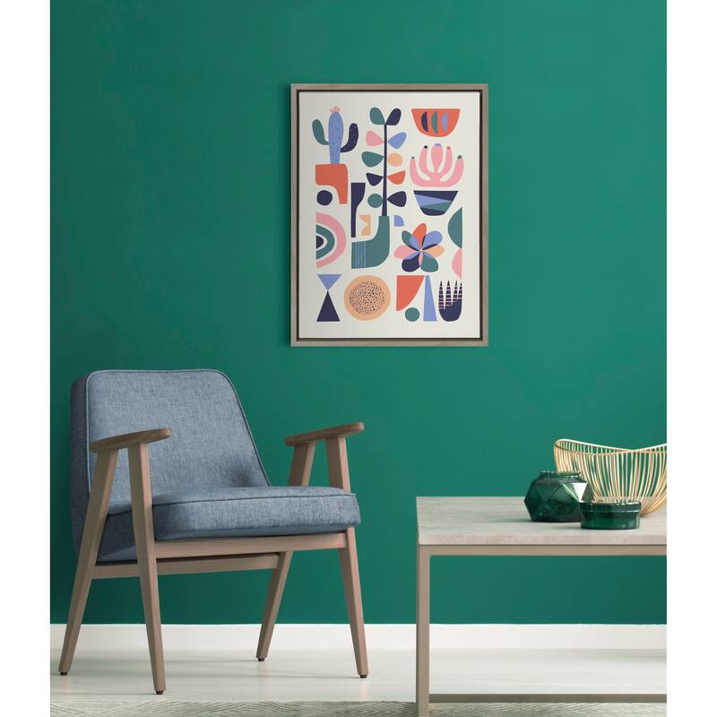 Kate and Laurel Sylvie Succulents Framed Canvas by Rachel Lee
