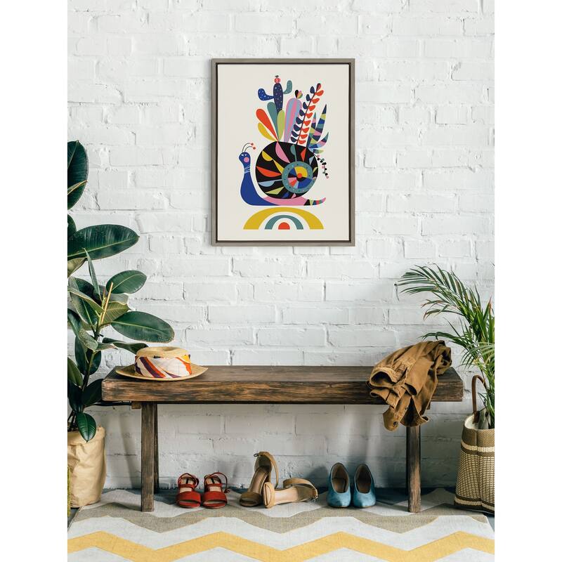 Kate and Laurel Sylvie Snail Framed Canvas by Rachel Lee