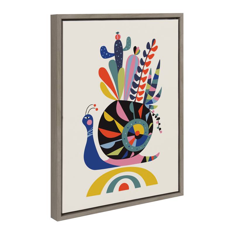Kate and Laurel Sylvie Snail Framed Canvas by Rachel Lee