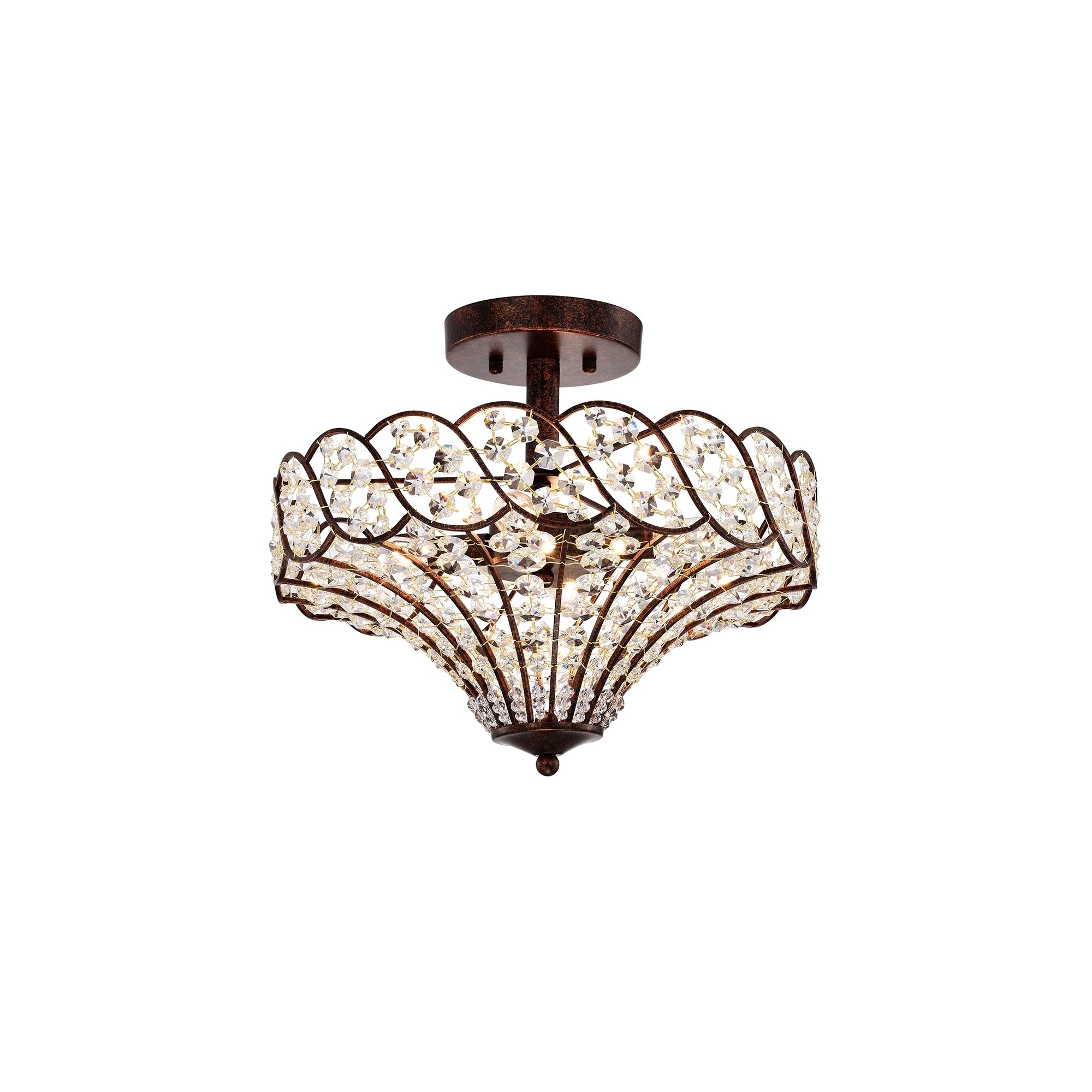 Maica Rustic Bronze 4-Light Abstract Crystal and Metal Semi