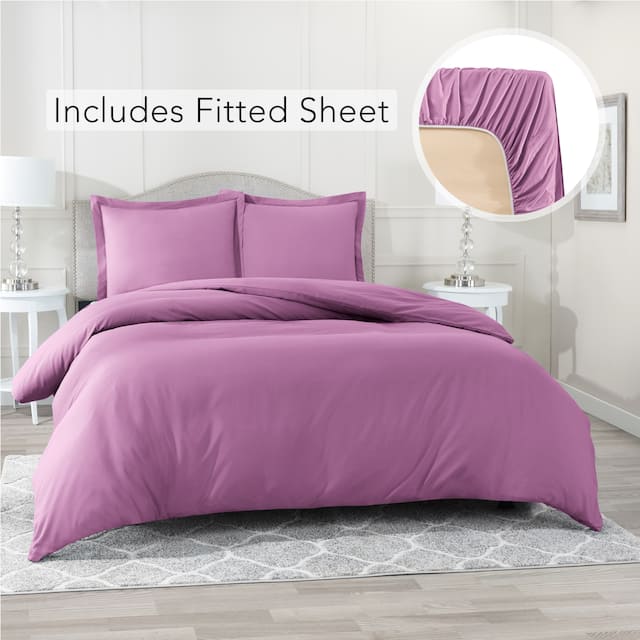 Nestl Ultra Soft Microfiber Duvet Cover with Fitted Sheet Set - Twin XL - Lavender Dream