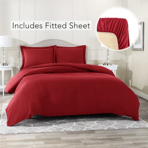 Nestl Ultra Soft Microfiber Duvet Cover with Fitted Sheet Set