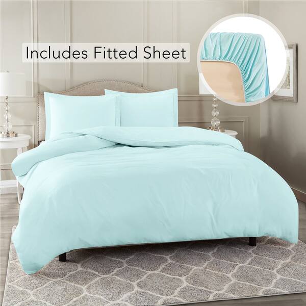 slide 2 of 33, Nestl Ultra Soft Microfiber Duvet Cover with Fitted Sheet Set Full - Light Baby Blue