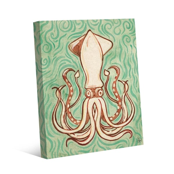 Kathy Ireland Rustic Squid Flow In Brown Green Nautical On Gallery Wrapped Canvas Wall Art Print Overstock 30963051
