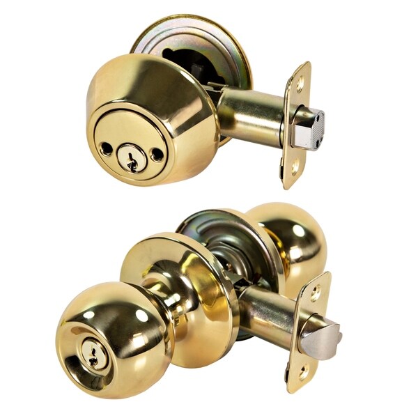 Shop Chestnut Hill Ball Knob Entry Set 2 Cylinder Deadbolt, Polished