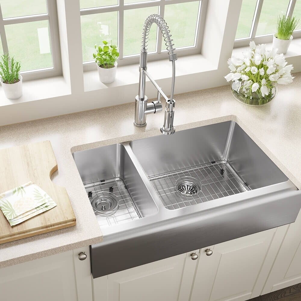 407R 18 Gauge Double Offset Stainless Steel Apron Style Kitchen Sink 0e6160c0 9cad 40f0 9c07 7b5550c827f6 