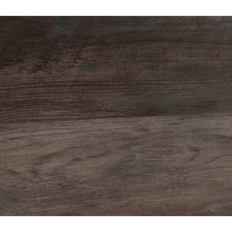Dark Wood Finish Top Hexigon Side Table with Metal Base