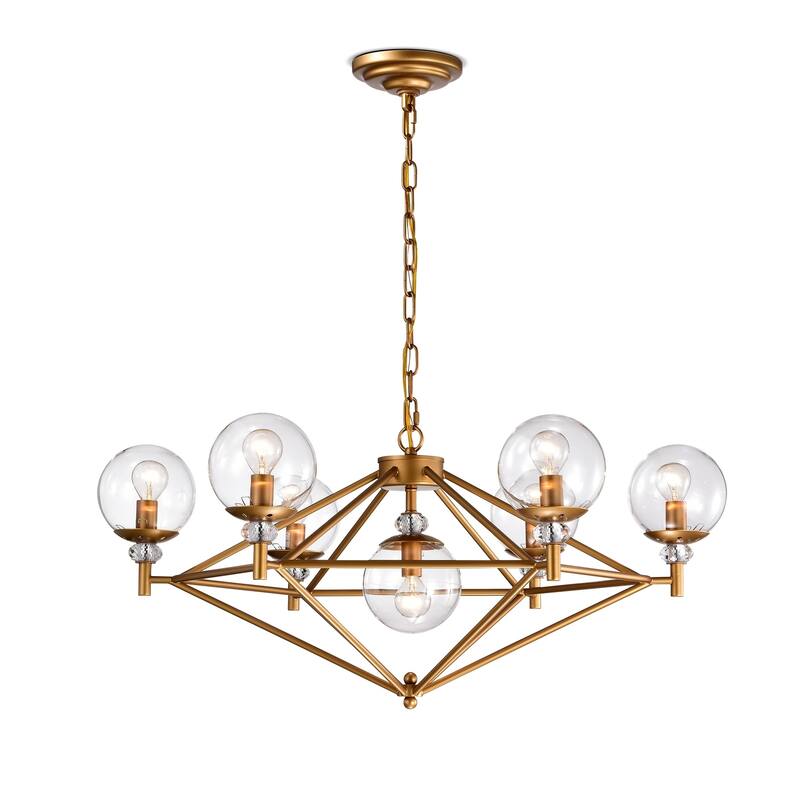 Paulita Matte Gold Clear Glass Shade Pendant 7 Light