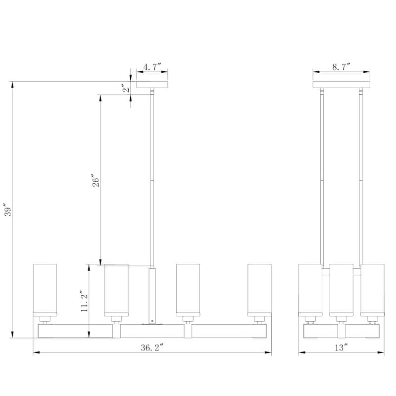 Victorina Black 6 Light Bulb with Seeded Glass Shade Pendant Light