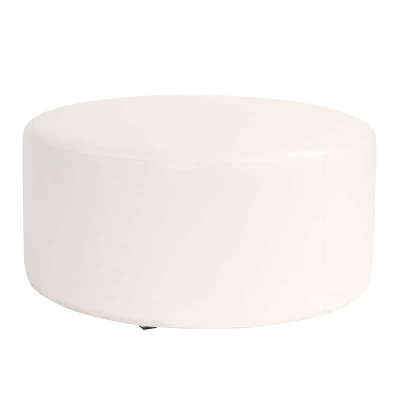 Allan Andrews 36" Universal Round Ottoman With Slipcover, Avanti Collection - White