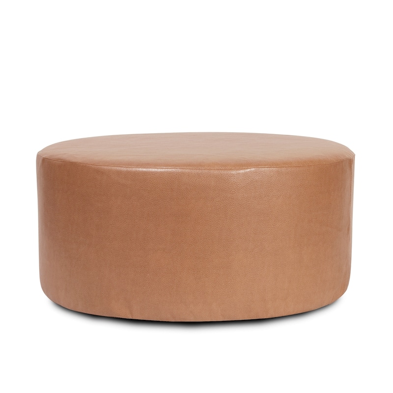 Allan Andrews 36" Universal Round Ottoman With Slipcover, Avanti Collection - Tan